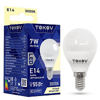 Лампа светодиодная Tokov Electric TKE-G45-E14-7-3K, 7 Вт, G45 3000 К, Е 14, 176-264 В от Водопад  фото 1