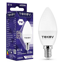 Лампа светодиодная Tokov Electric TKE-C37-E14-7-4K, 7 Вт, С37 4000 К, Е 14, 176-264 В от Водопад  фото 1