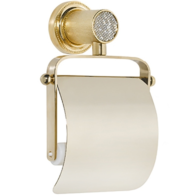Держатель туалетной бумаги Royal Cristal 10921-G-B с крышкой, золото-черный - фото 1