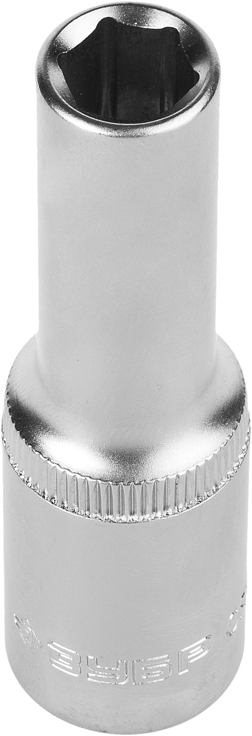 Головка торцовая Зубр Мастер 27726-10 удлиненная, Cr-V, FLANK, хроматированное покрытие, 10мм торцовая бита головка kraftool