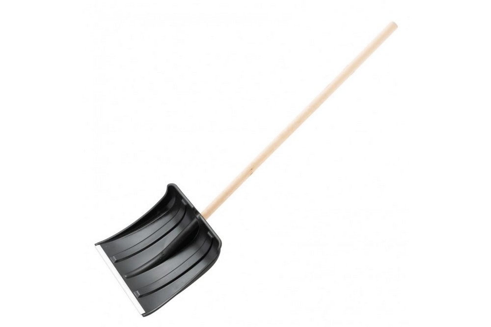 Лопата для уборки снега 6157452 пластиковая, 350х350х1445 мм, деревянный черенок лопата для уборки снега сибртех
