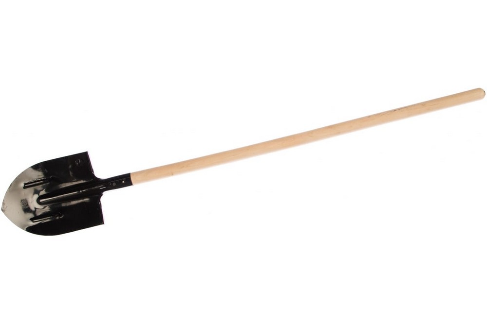 Лопата штыковая 61413, 205х275х1400 мм, ребра жесткости, деревянный черенок