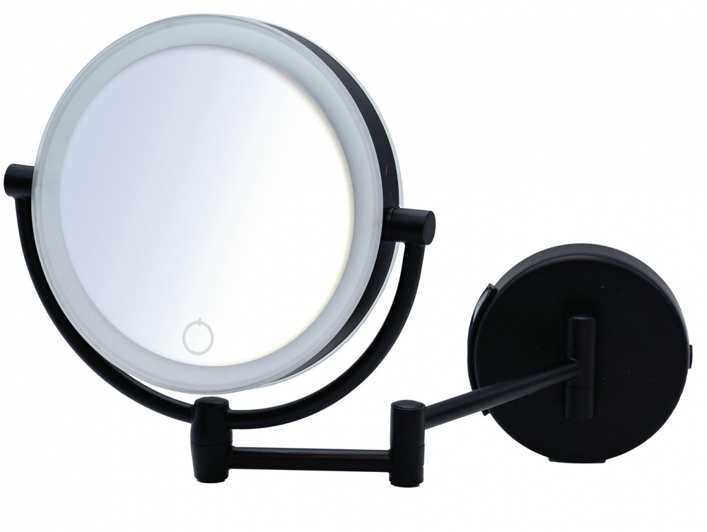 Зеркало косметическое подвесное Shuri О3211510 1х/5х-увелич. LED сенсор USB чёрный