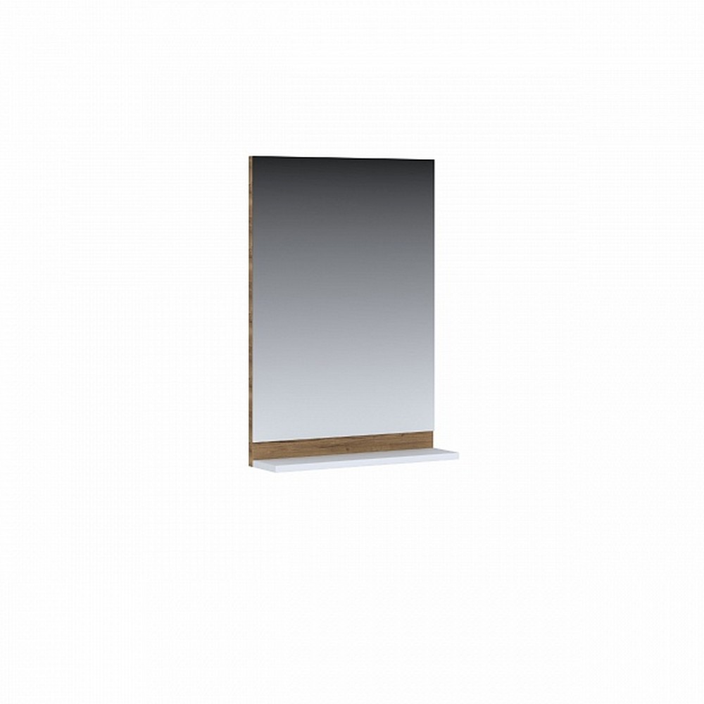 Зеркало Elba Elb400.11, 390х106х700 с полкой, белый глянец, вставка дуб