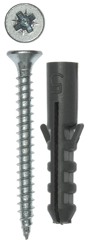Распорный дюбель Зубр 30662-05-25 ЕВРО полипропиленовый с шурупом 5 х 25 / 3.0 х 30 мм 15 шт.