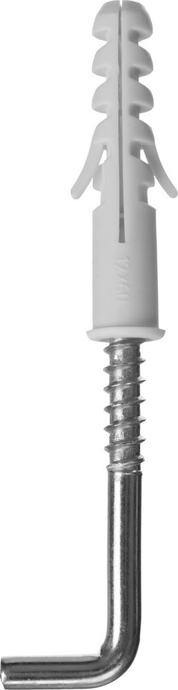 Распорный дюбель Зубр 30675-12-60 ЕВРО полипропиленовый с шурупом-крюком 12 х 60 / 8 х 85 мм 30 шт.