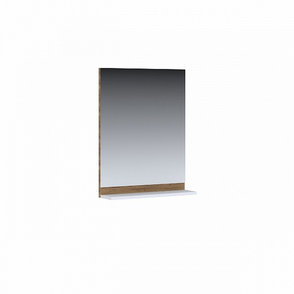 Зеркало с полкой Elba Elb500.11, 490х106х700, белый глянец, вставка дуб