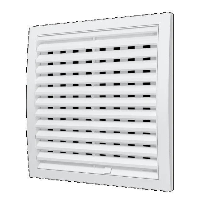 Решетка вентиляционная 2525РРП, квадратная, с регулировкой потока воздуха, 250х250 мм, разъемная, пластик, белый