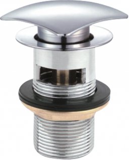 Донный клапан CZR-SCQ2-01 с системой "Клик-клак" с переливом, квадратная крышка, хром