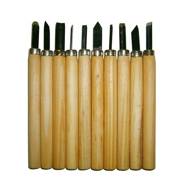 Набор резцов по дереву 24163 10 предметов с деревянной ручкой