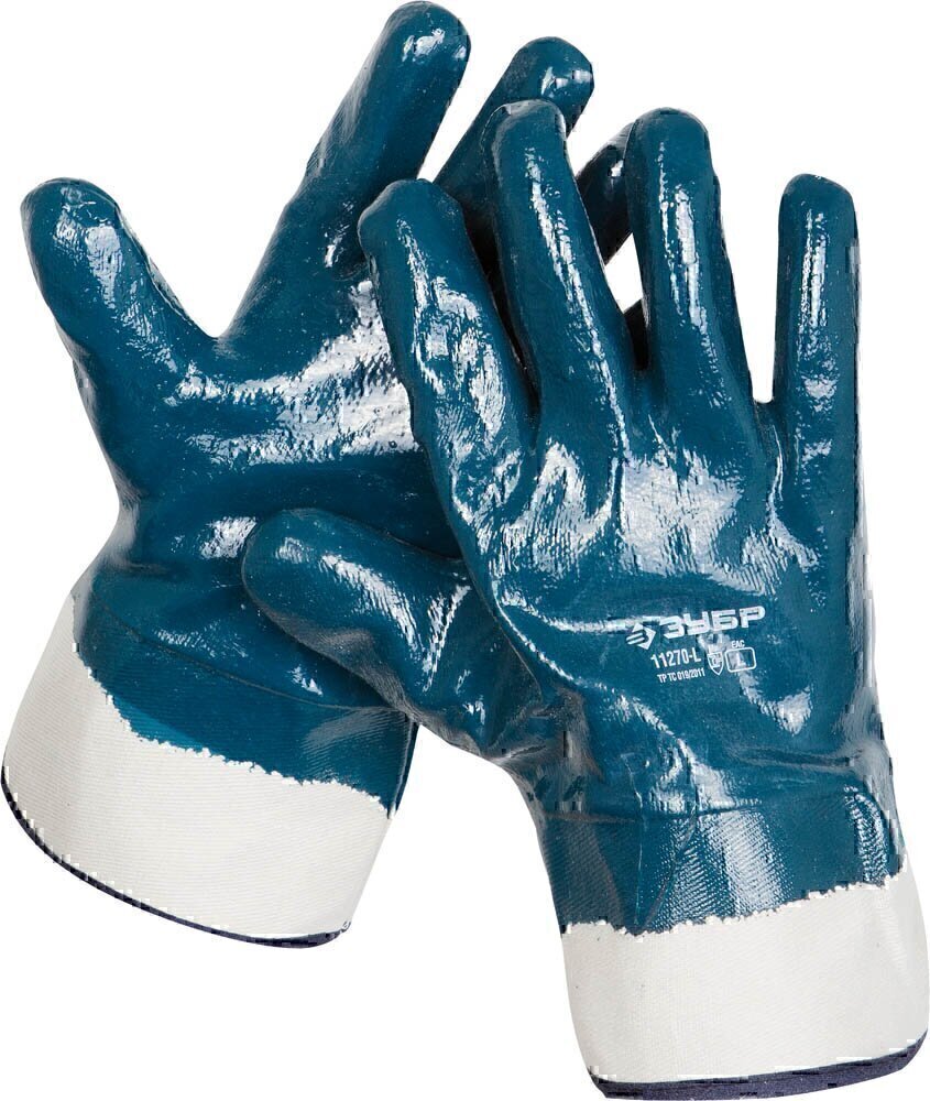 Перчатки Зубр 11270-L рабочие с полным нитриловым покрытием, размер L (9) полуобливные перчатки с нитриловым покрытием манжета nitras premium р 10 3410p