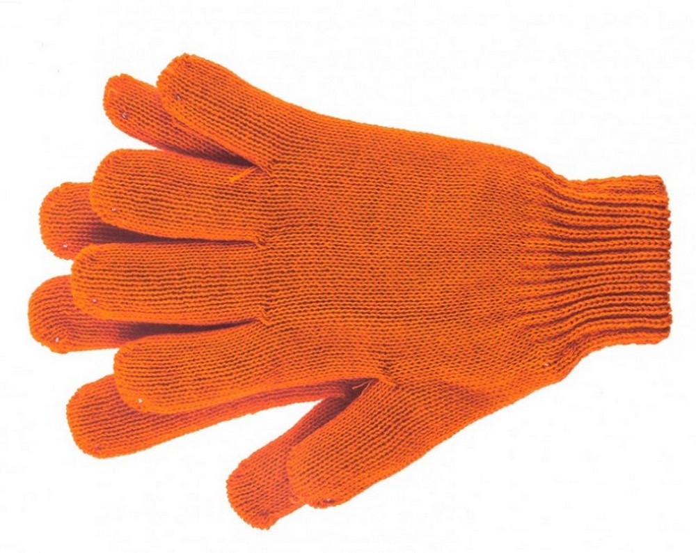 Перчатки Сибртех 68689 трикотажные, акрил, двойные, цвет: оранжевый, двойная манжета