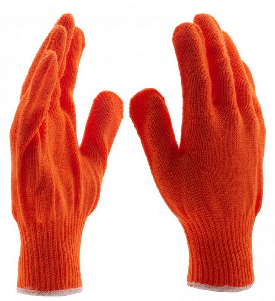 Перчатки Сибртех 68659 трикотажные, акрил, цвет: оранжевый, оверлок