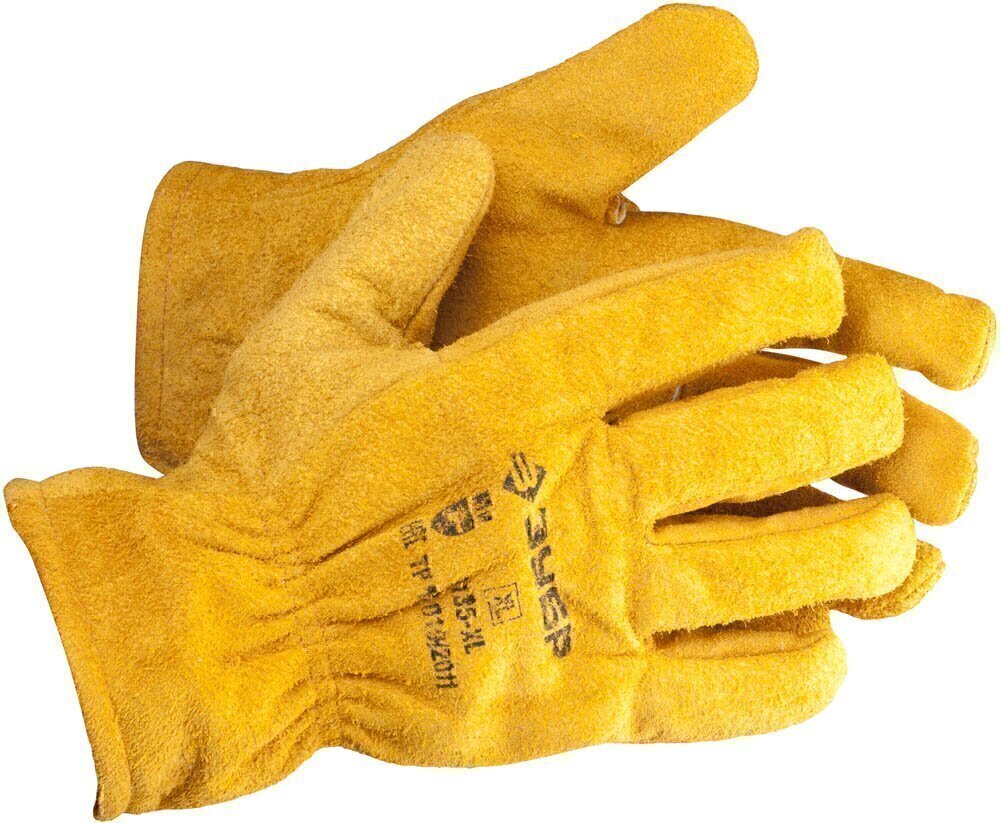 Перчатки Зубр Мастер 1135-XL кожаные рабочие, с подкладкой, XL