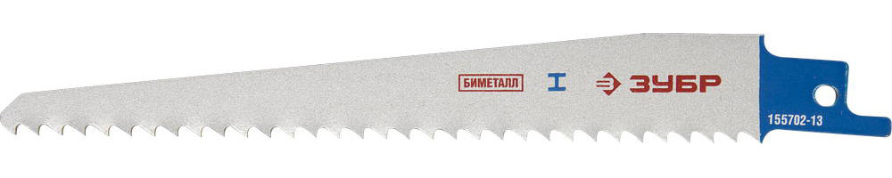 Полотно Зубр ЭКСПЕРТ S611DF, 155702-13, для сабельной эл. ножовки Bi-Metall, дерево с гвоздями, ДСП, металл, пластик,130/4,2мм полотно к сабельной ножовке зубр