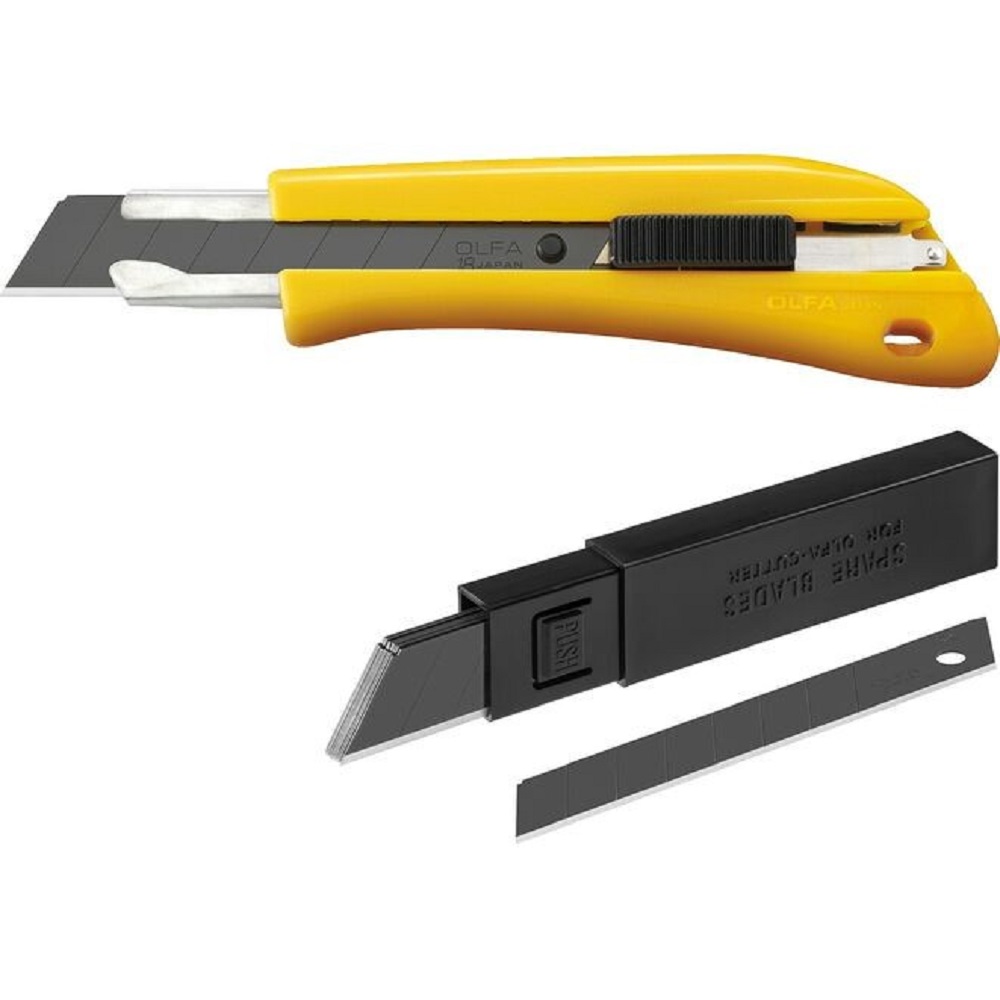 Нож OL-BN-AL/BB/10BB с выдвижным лезвием 18 мм, с автофиксатором, , в комплекте с лезвиями 10 шт