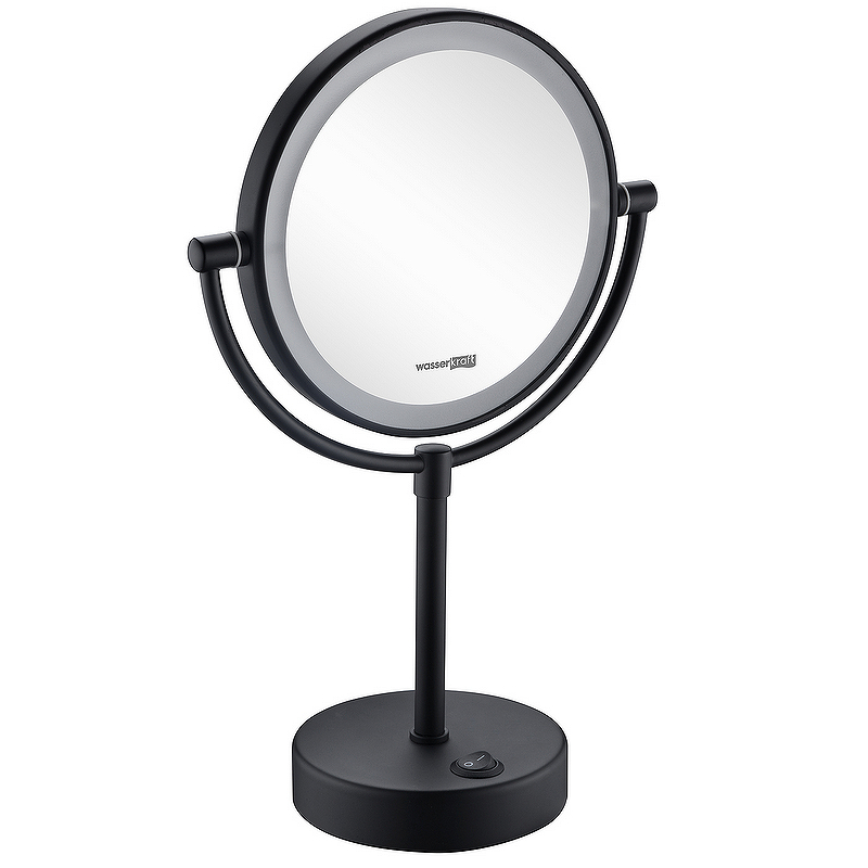 Зеркало K-1005BLACK LED-подсветка двухстороннее, стандартное и с 3-х кратным увеличением