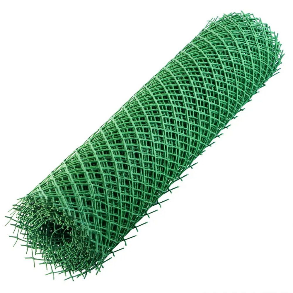 Решетка заборная 64531 в рулоне, 1,3х20 м, ячейка 70х55 мм, пластиковая, зеленая