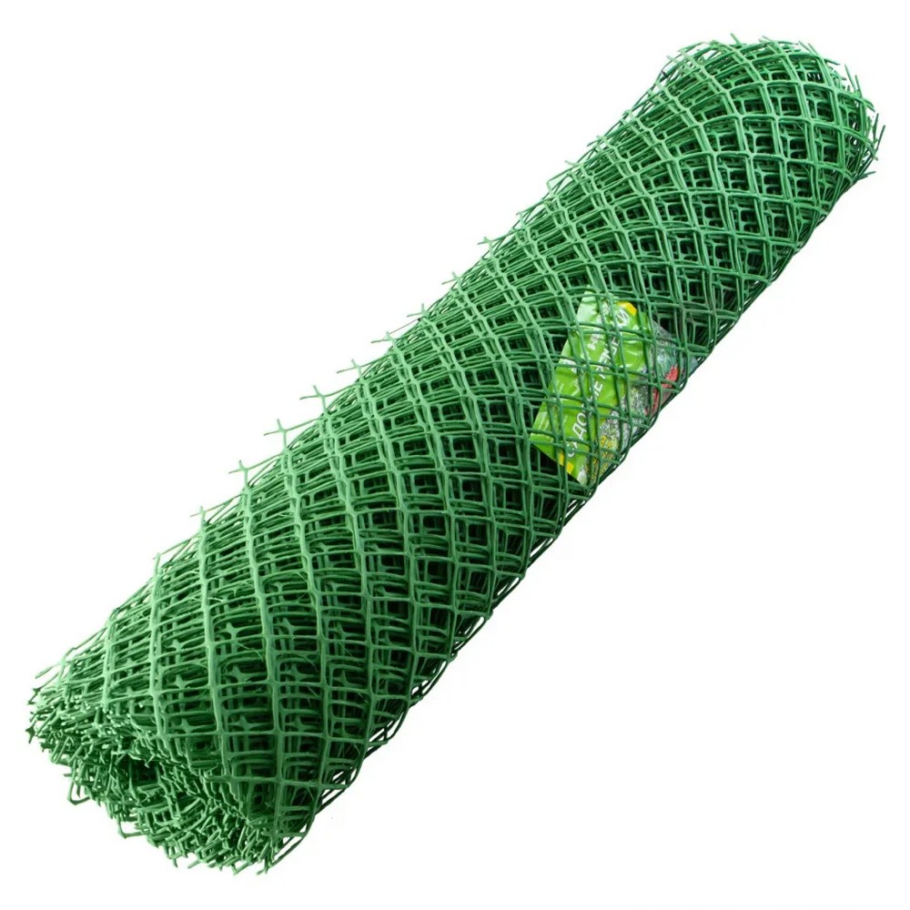 Решетка заборная 64535 в рулоне, 1,5х25 м, ячейка 75х75 мм, пластиковая, зеленая