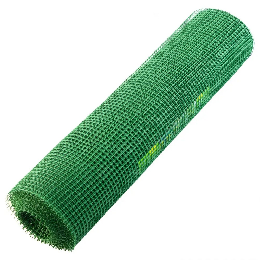 Решетка заборная 64512 в рулоне, 1х20 м, ячейка 15х15 мм, пластиковая, зеленая наклейки в рулоне с переходом а