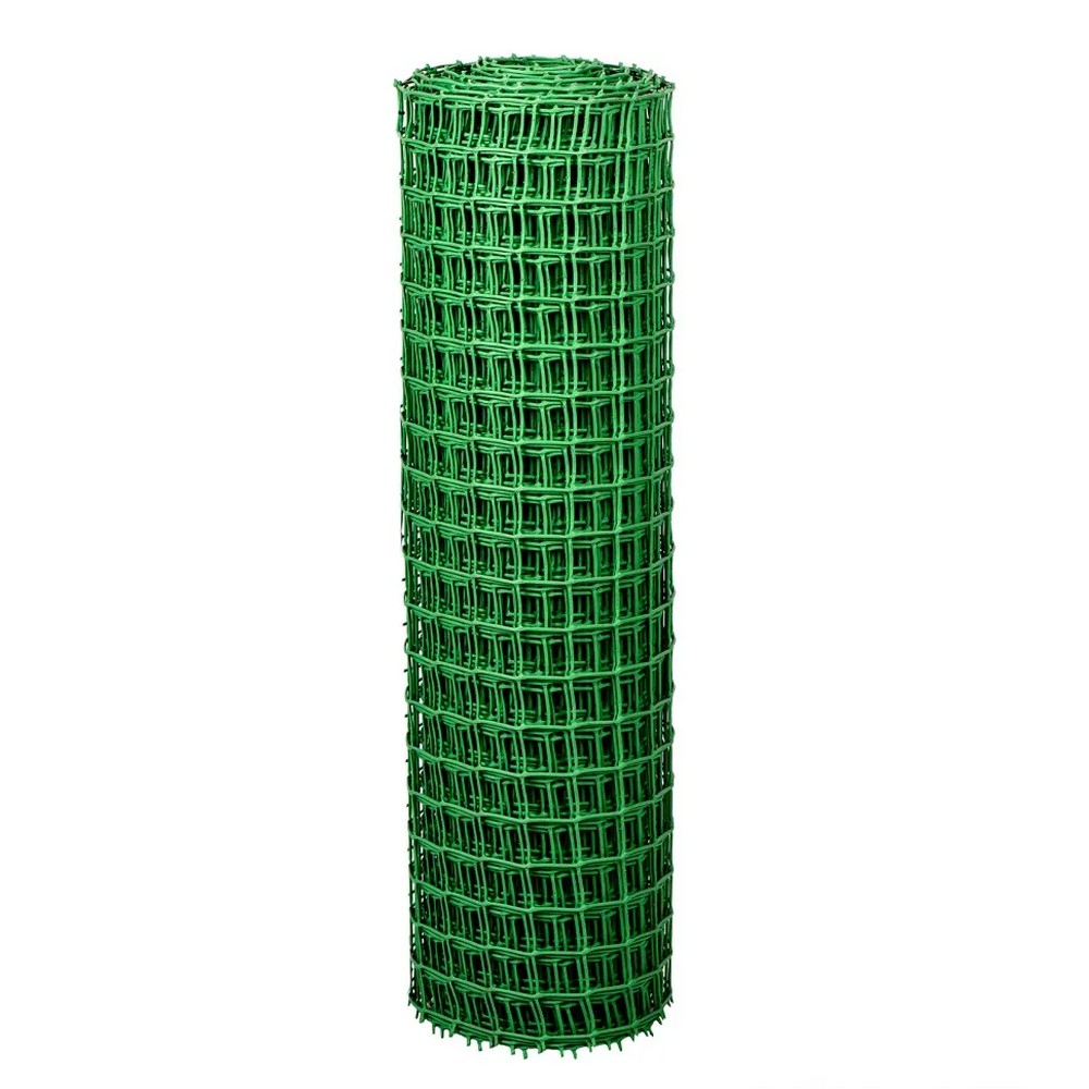 Решетка заборная 64516 в рулоне, 1х20 м, ячейка 50х50 мм, пластиковая, зеленая