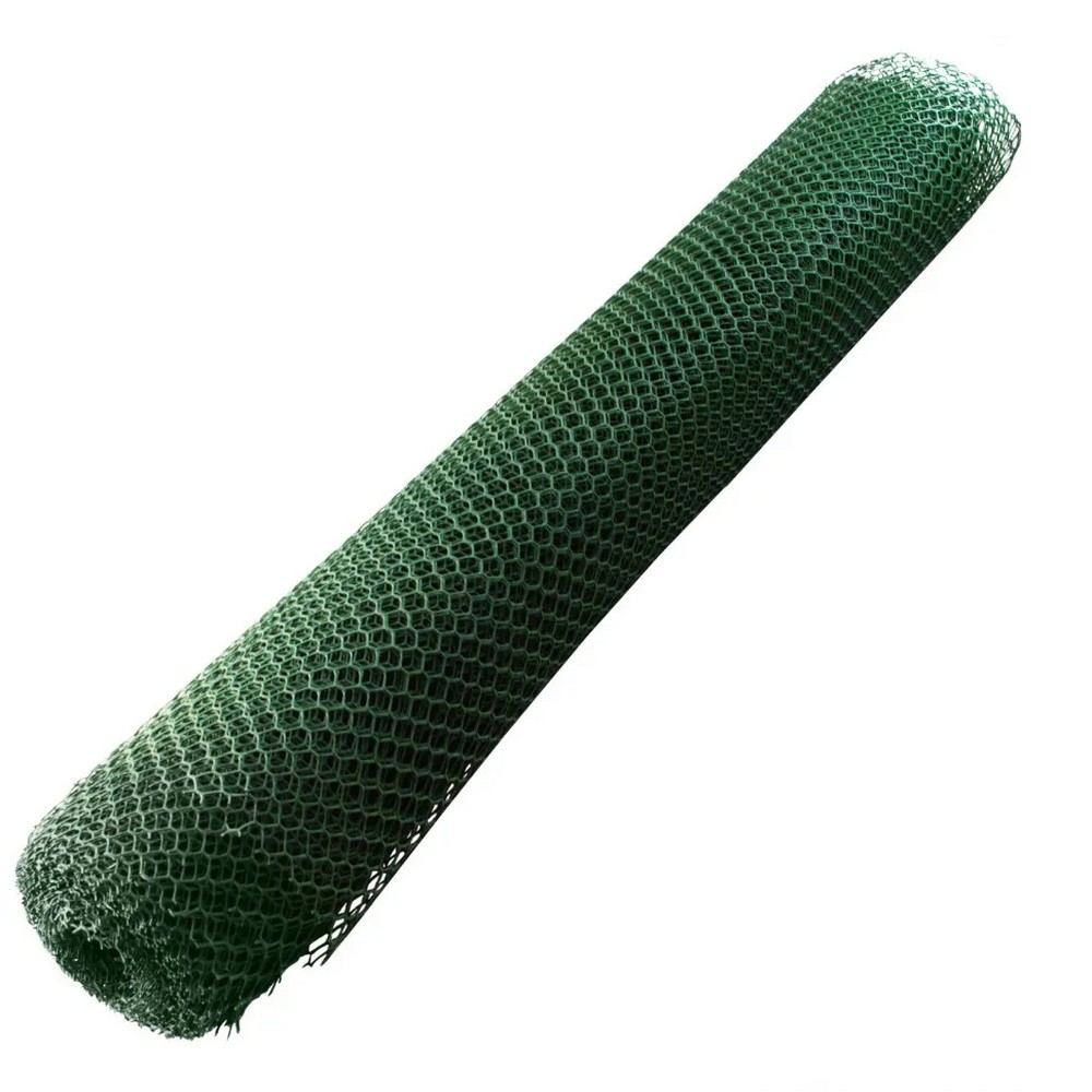 Решетка заборная 64545 в рулоне, 2х25 м, ячейка 25х30 мм, пластиковая, зеленая
