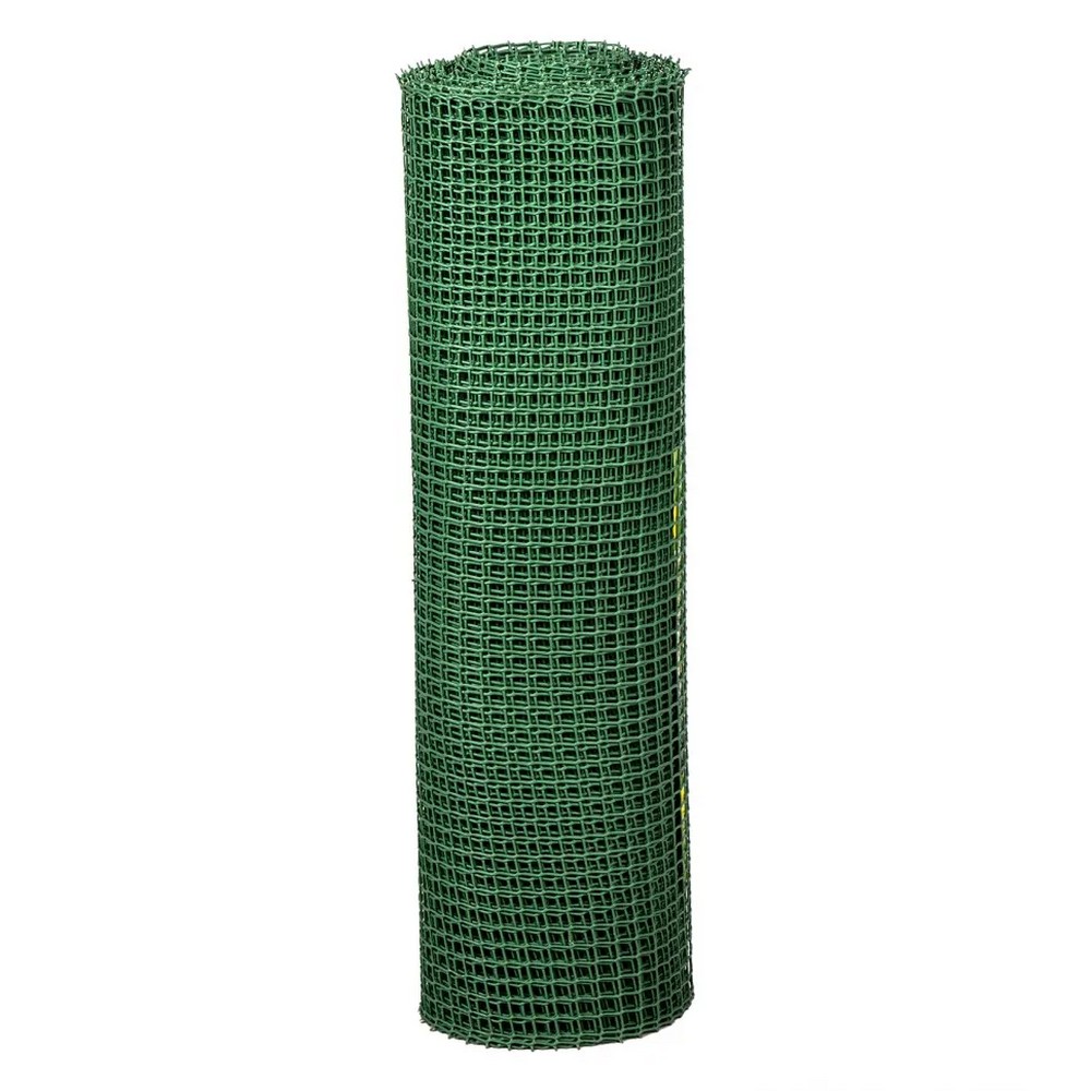 Решетка заборная 64522 в рулоне, облегченная, 0,8х20 м, ячейка 17х14 мм, пластиковая, зеленая