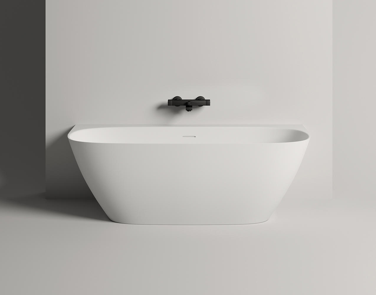 HONDAO - Отдельностоящая ванна из искусственного камня белого цвета с полкой