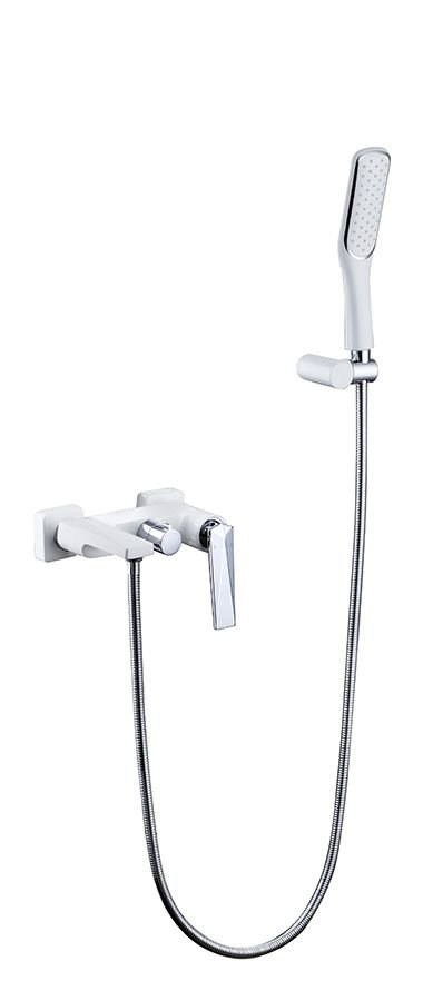 Смеситель Venturo 373-W для ванны с душевым гарнитуром, белый хром - фото 1