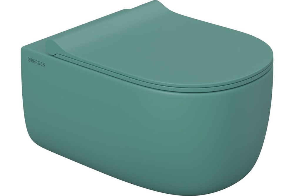Унитаз подвесной EGO XL Rimless 082141 сиденье EGO XL Slim SO матовый темно-зеленый, микролифт