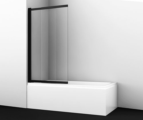 Шторка 61S02-100 1000х1400 для ванны, стекло, профиль черный - фото 1