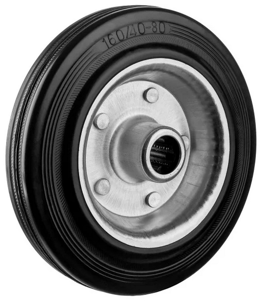 Колеса из литой резины Зубр 30936-160 с металлическим диском игольчатый подшипник d=160мм г/п 145кг