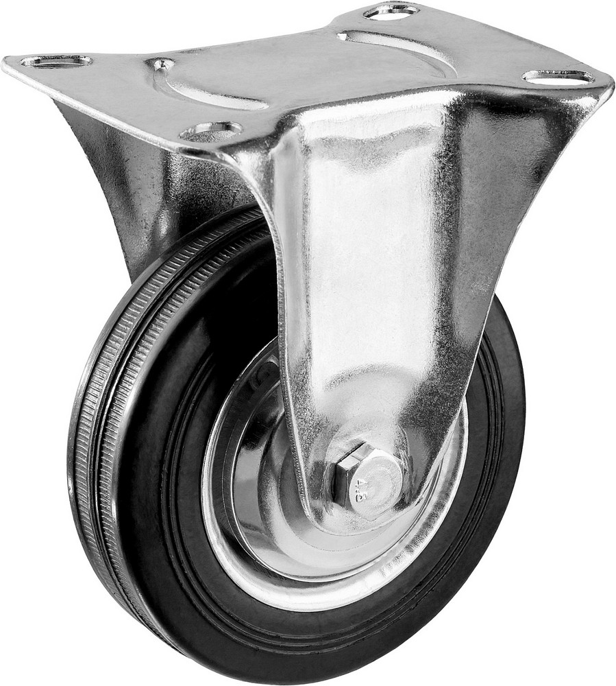 Неповоротное колесо Зубр 30936-100-F резина/металл игольчатый подшипник d=100 мм г/п 70 кг