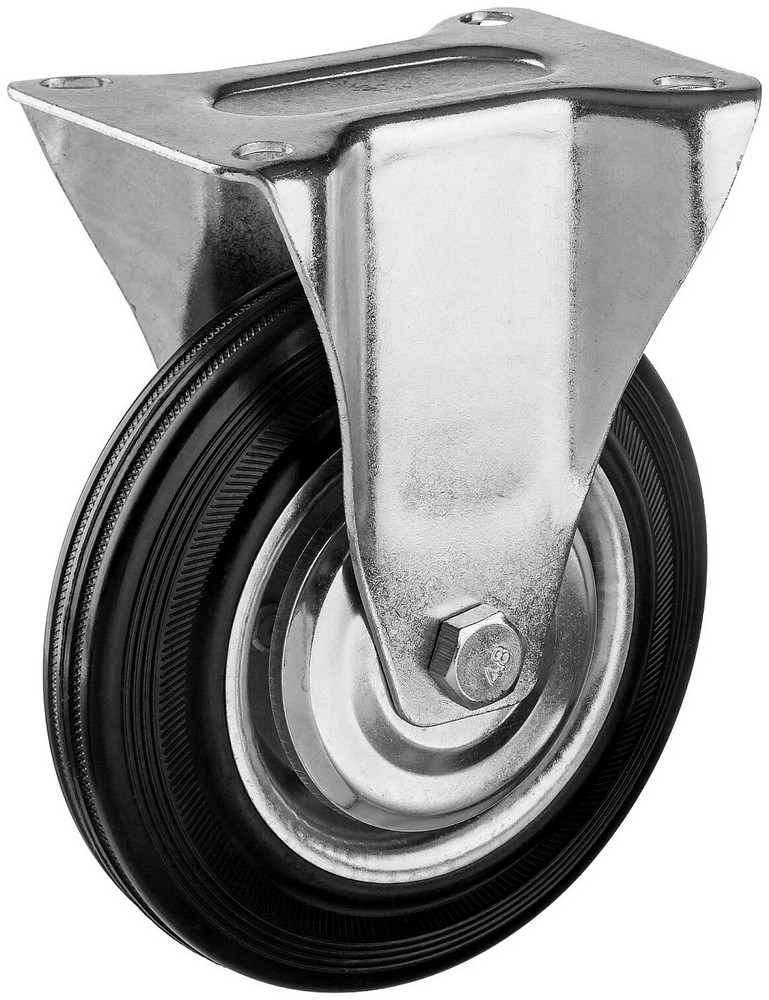 Неповоротное колесо Зубр 30936-160-F резина/металл игольчатый подшипник d=160 мм г/п 145 кг неповоротное колесо зубр 30936 160 f резина металл игольчатый подшипник d 160 мм г п 145 кг