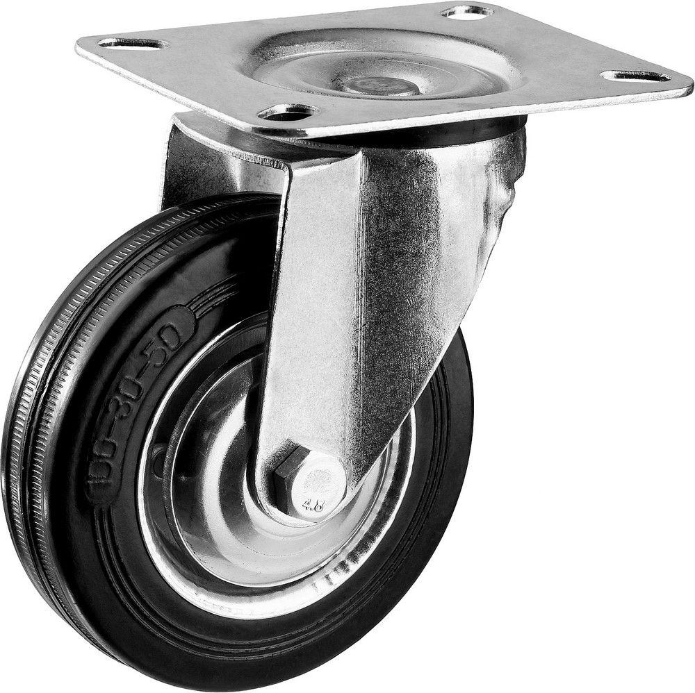 Поворотное колесо Зубр 30936-100-S Профессионал резина/металл игольчатый подшипник d=100мм г/п 70кг