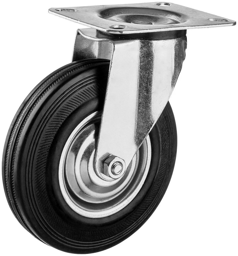 Поворотное колесо Зубр 30936-125-S Профессионал резина/металл игольчатый подшипник d=125мм г/п 100кг неповоротное колесо зубр 30936 200 f резина металл игольчатый подшипник d 200 мм г п 185 кг