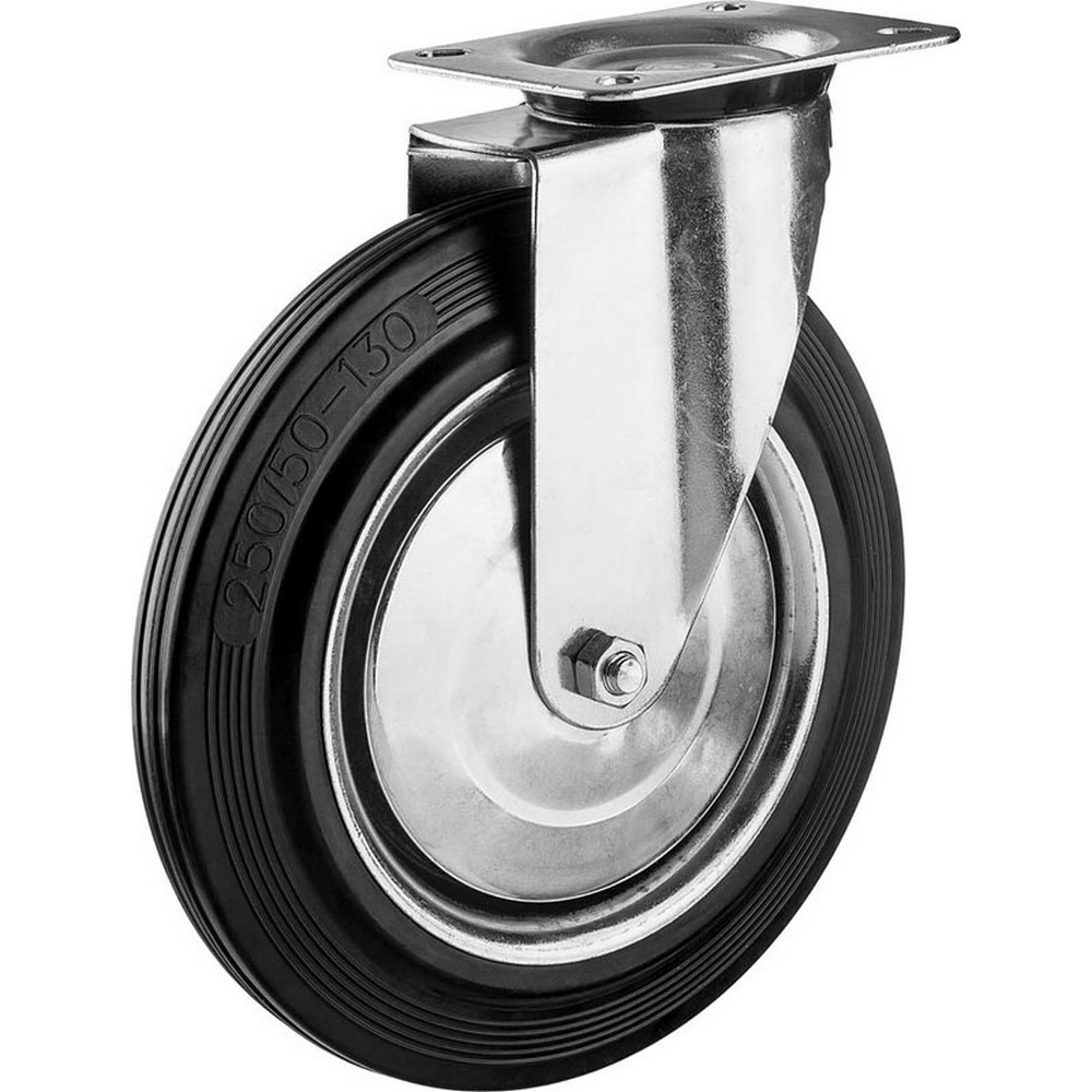 Поворотное колесо Зубр 30936-250-S Профессионал резина/металл игольчатый подшипник d=250мм г/п 210кг неповоротное колесо зубр 30936 200 f резина металл игольчатый подшипник d 200 мм г п 185 кг