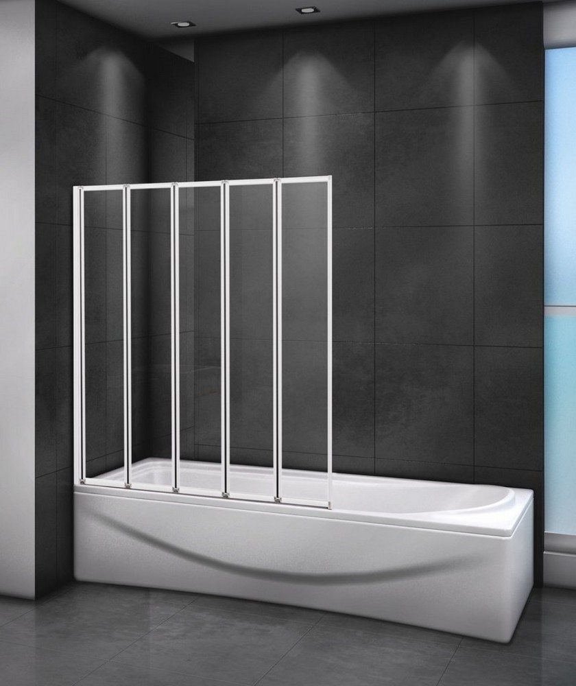 Шторка для ванны RELAX-V-5-120/140-C-Bi 1200x1400, стекло прозрачное, профиль жемчужно серый