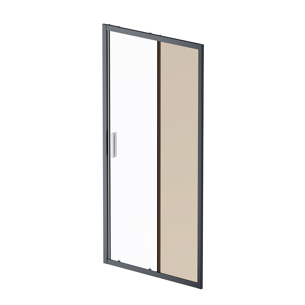 Душевая дверь Gem Solo W90G-100-1-195BBr 100х195, стекло бронзовое, профиль черный матовый - фото 1