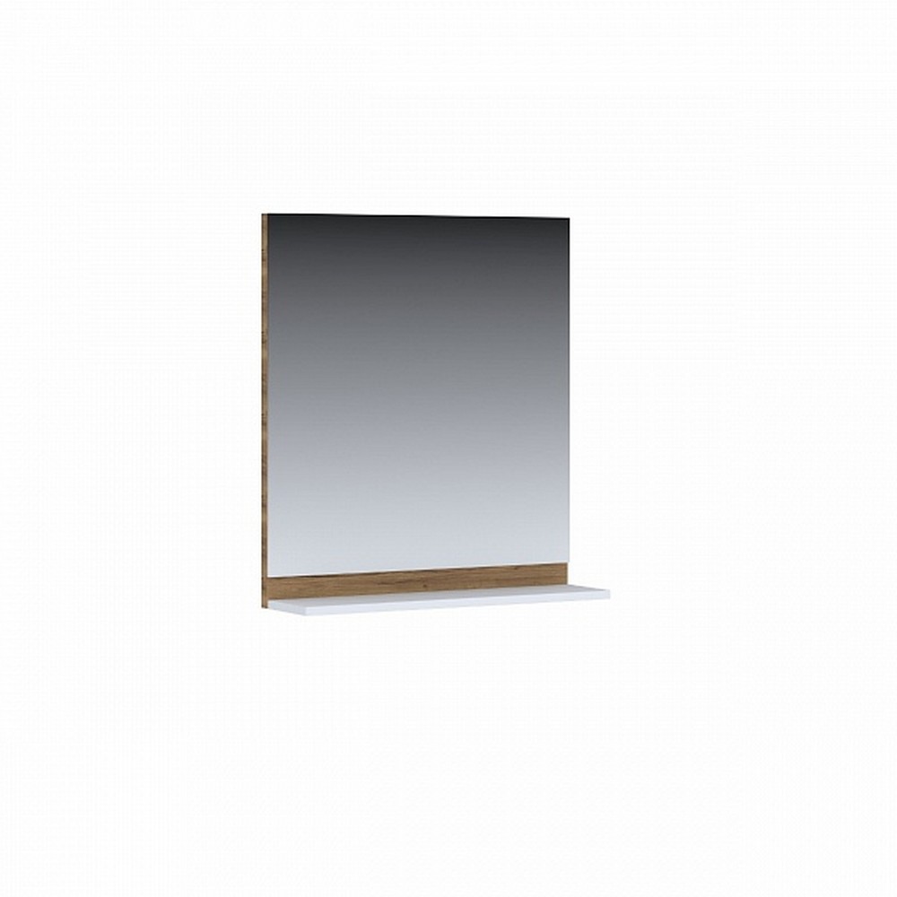Зеркало с полкой Elba Elb600.11, 590х106х700, белый глянец, вставка дуб
