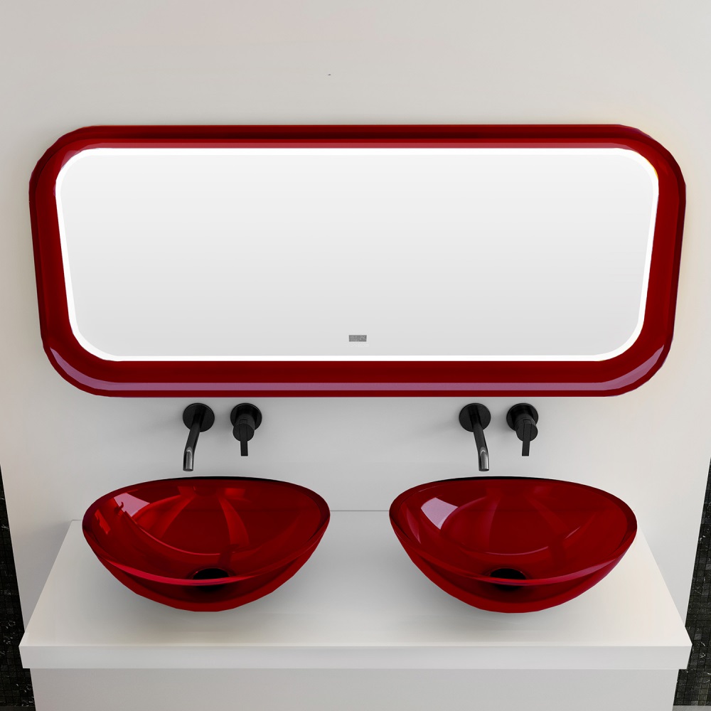 Зеркало Kristall AT6702Rubin 120х50 см, для ванной с подсветкой, красный