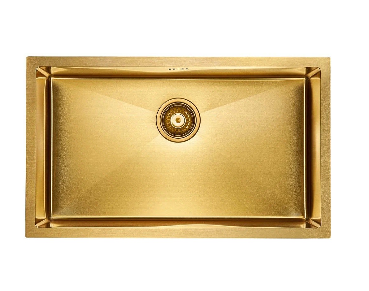 Мойка Koher PM807444-BG 740х440 мм, нержавеющая сталь, 1 чаша, прямоугольная, цвет брашированное золото