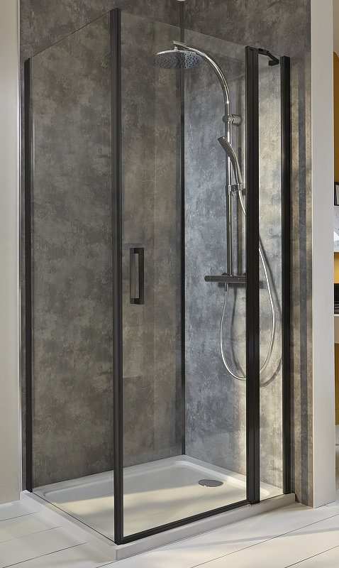 Душевая дверь Contra E22T81-BL 80х200, распашная, профиль черный, стекло прозрачное - фото 1