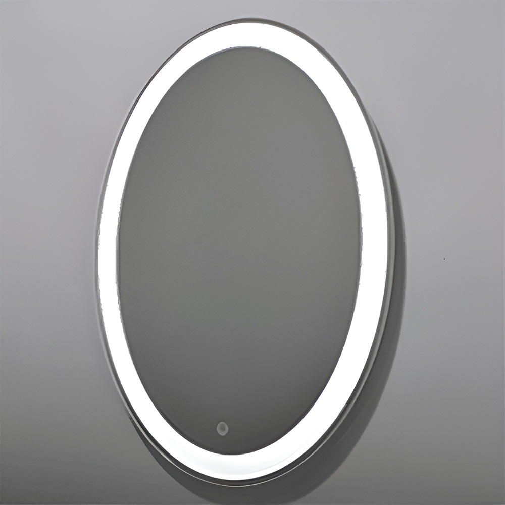 Зеркало Foture AQF5777RU24 77х57 мм, подсветка, часы, овальное