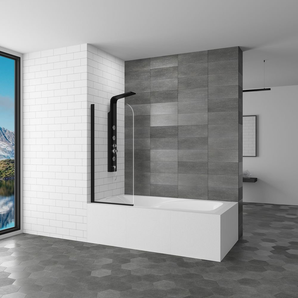 Шторка Screens SC-09B для ванны 600х1500, профиль черный, стекло прозрачное 06110906-14 - фото 1