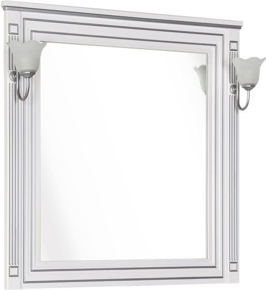 Зеркало Паола 181769 90, цвет белый патина серебро - фото 1