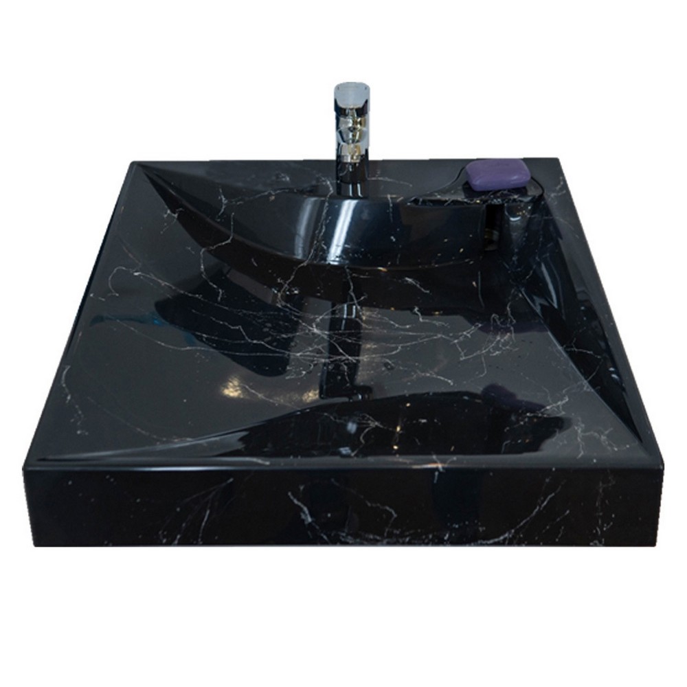 Раковина подвесная Gratsiy CS00079879 597х598х100 для установки над стиральной машиной сифон, черный мрамор