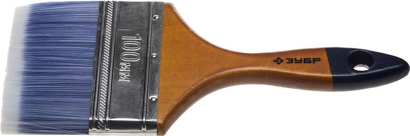 Кисть плоская Зубр Аква-Мастер 4-01007-100, искусственная щетина, деревянная ручка, 100мм