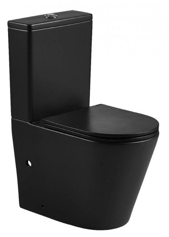 Унитаз напольный Vetro AZ-2149-MB 605х380х825 безободковый с бачком и сиденьем микролифт, черный матовый