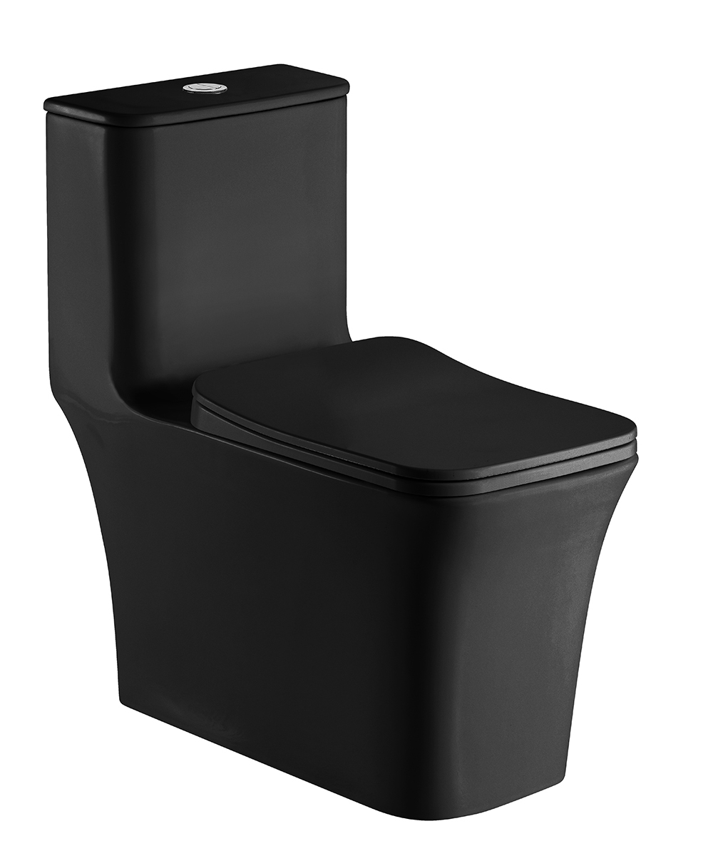 Унитаз-моноблок GRESSA AZ-1111MB 705х370х760 напольный безободковый в комплекте с сиденьем дюропласт микролифт, цвет черный матовый